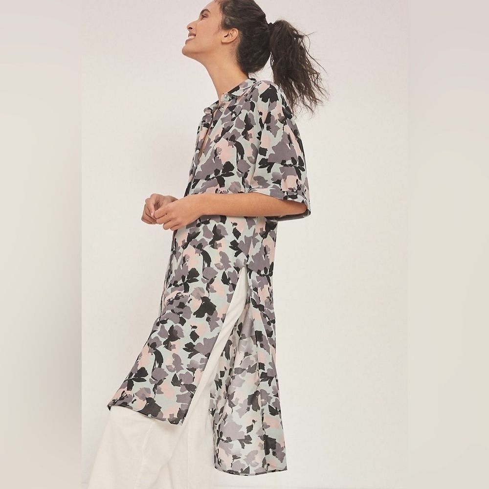 Anthropologie x Maeve Rita Printed Tunic Blouse Pink Multicolor